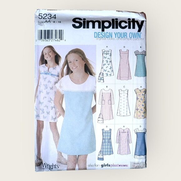 Vintage Simplicity Sewing Pattern 5234 Girls Jumper Dress Size 8 - 16 - Picture 1 of 2